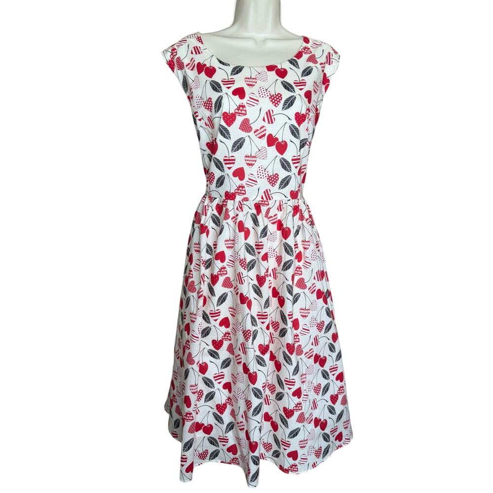 Unique Vintage Tulip B Cherry Heart Lined Sleeveless Dress M NWT